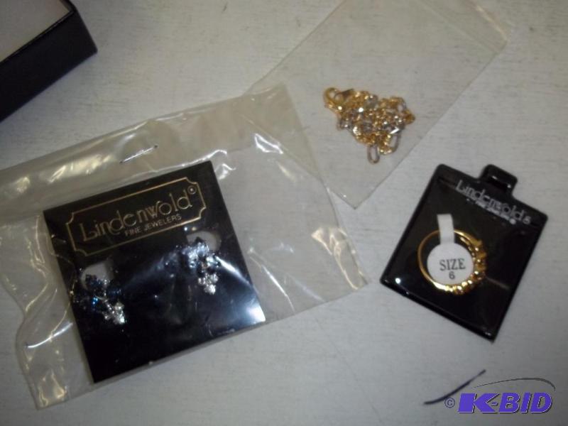 lot 106 image: Lindenwood Earrings and Ring with clear and b...
