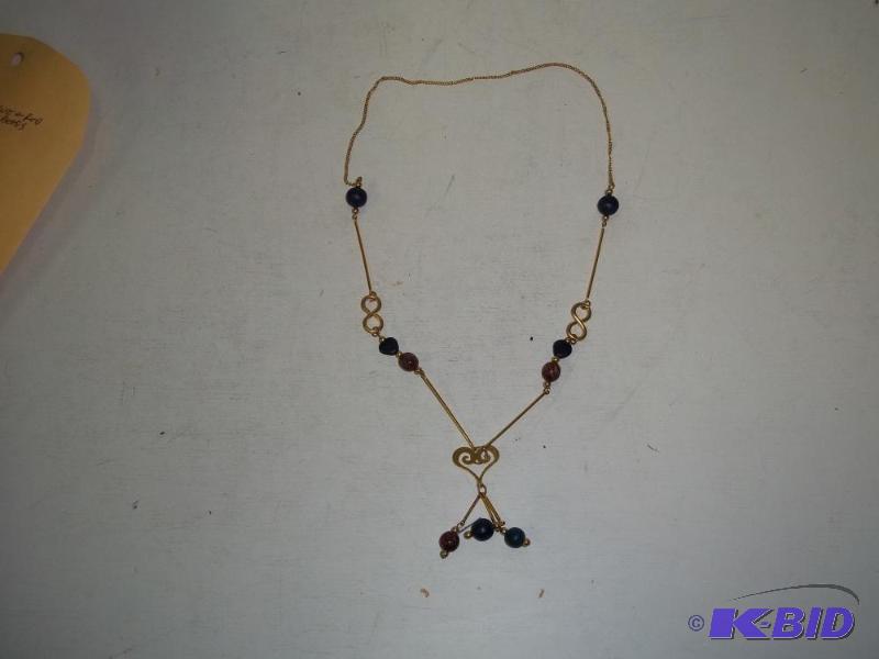 lot 88 image: Chain Necklace with blue and red beads...