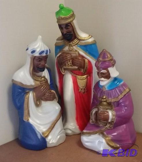 lot 19 image: 3 pc African American Wise Men Set.  New out of Box.  Still in Plastic.
