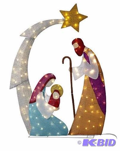 lot 20 image: alcove Lighted Nativity Scene.  Tested Lights work. New in Box.  Ready to store for Christmas 2015