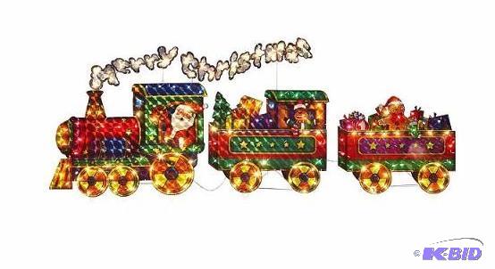 lot 22 image: alcove Lighted Merry Christmas Santa Train.  New in Box.  Tested all lights work.