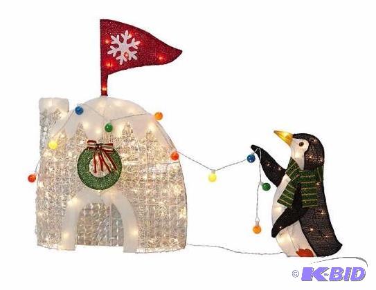 lot 24 image: alcove Lighted Penguin Igloo.  New in Box.  Lights tested all work.  Ready for Xmas 2015