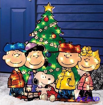lot 25 image: 36 Peanuts Gang with Tree.  Tested all lights work.  New in box, ready to store for Xmas 2015