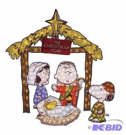 lot 26 image: Peanuts 40 Nativity Set.  New in Box.  All lights Work.  Ready to store for Xmas 2015