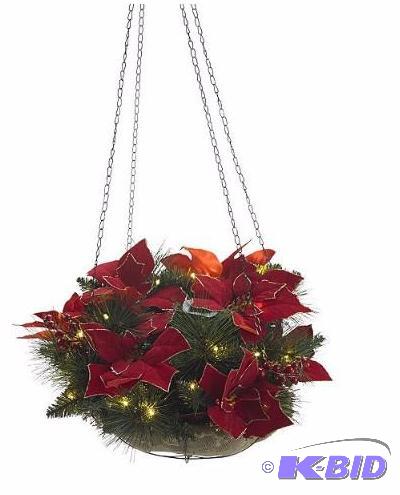 lot 29 image: alcove 26 Lighted Hanging Poinsettia.  New in Box.  Tested all lights work.  Batteries not included