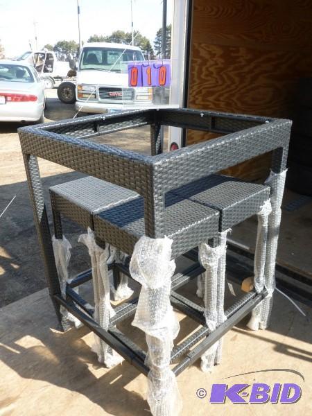 5 piece black wicker tall patio table with st...