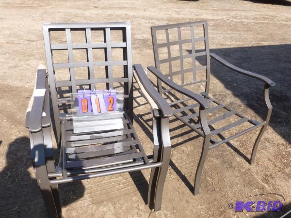 Set of 4 steel brown lawn chairs. As shown. G...