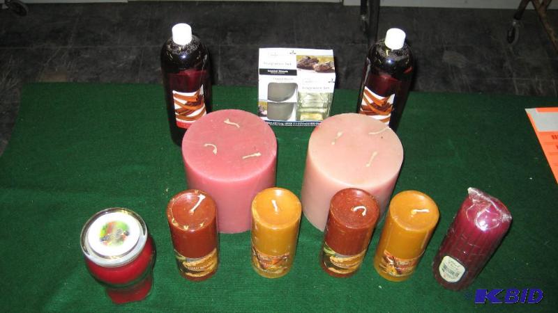 lot 245 image: Lot of Candles and two bottles of liquid potp...