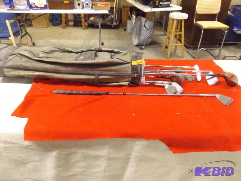 lot 106 image: Set of Golf Clubs with bag, some marked Wilso...