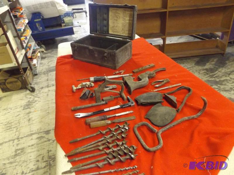 lot 110 image: box of tools, drill bits and other items the ...