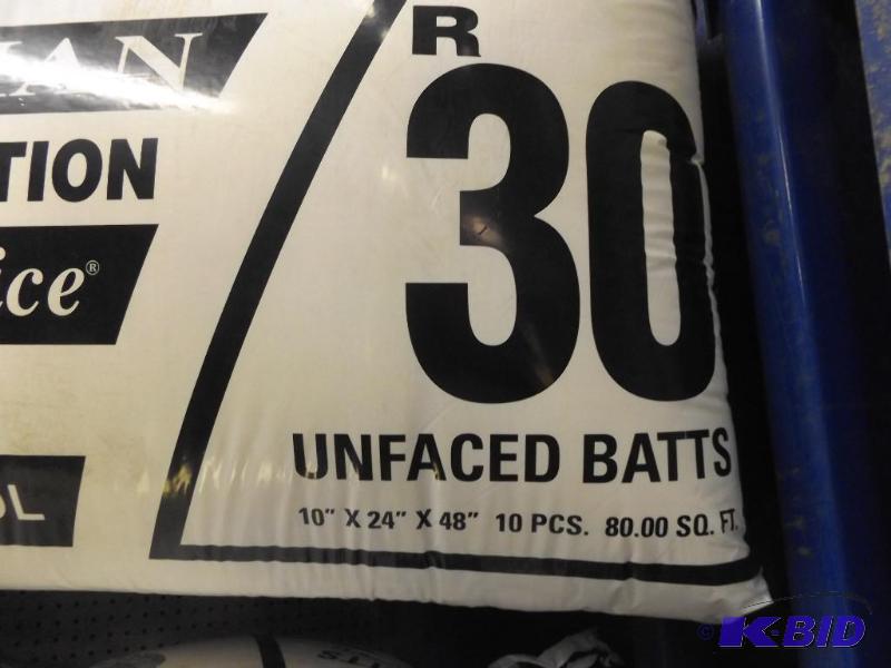 lot 162 image: Fiberglass Insulation, R30 unfaced batts. Tot...