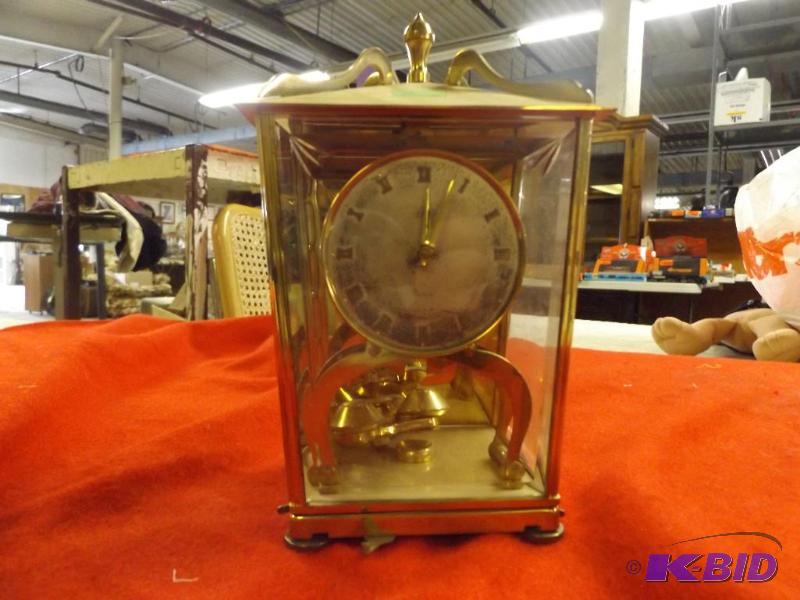 lot 166 image: Small Clock in glass case, approx 7 tall. M...