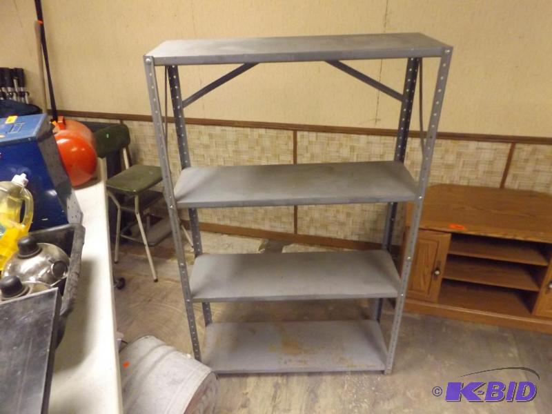 lot 172 image: Metal Shelf, 4 shelves approx 58 tall x 36...
