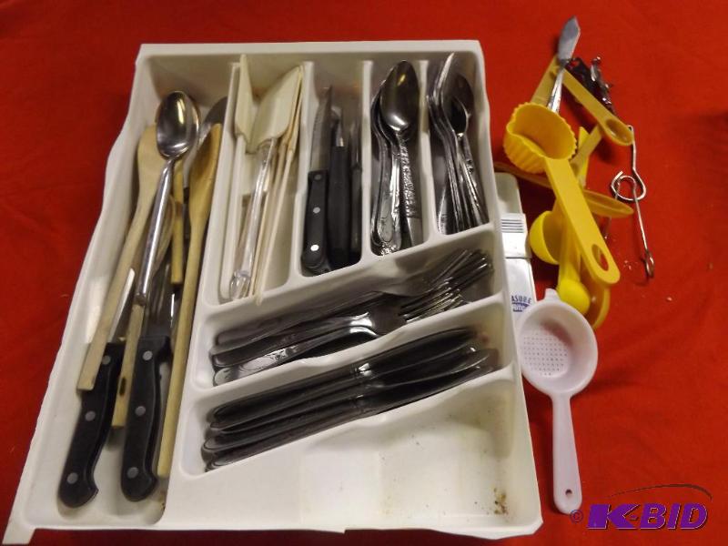 lot 188 image: Silverware and Utensils, Wooden Spoons and ru...