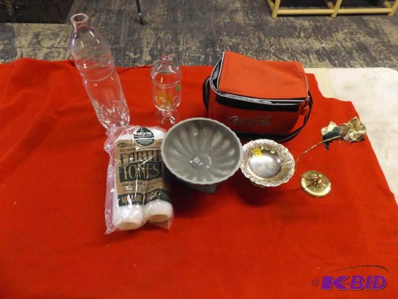 lot 201 image: Coca-Cola Cooler, Candy dishes, paint rollers...