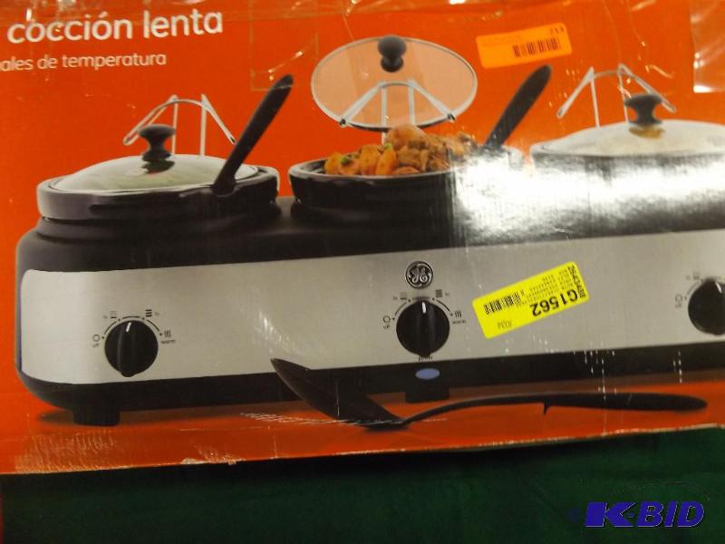 lot 213 image: GE three place slow cooker...