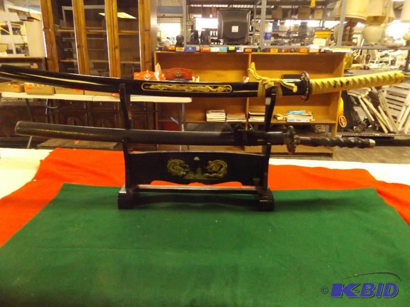 lot 238 image: Decorative Asian Swords (2) with Display Stan...