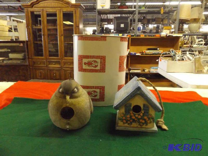 lot 249 image: two bird cages and small trash can...