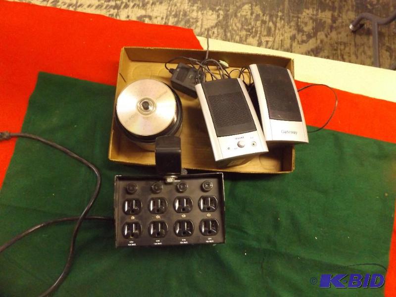 lot 69 image: computer speakers, 8 place outlet box...