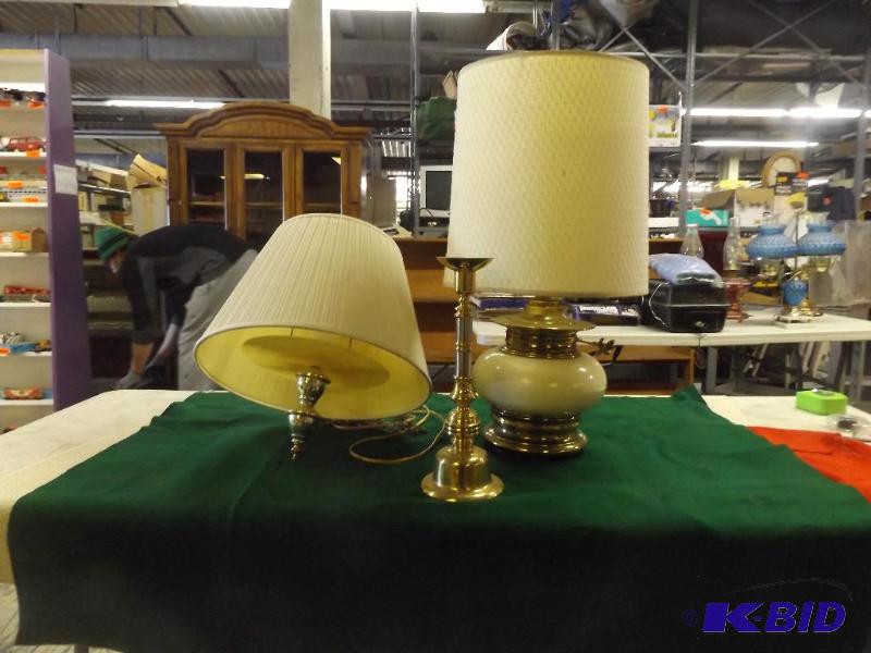 lot 94 image: Two Lamps, one hanging and one table lamp, an...