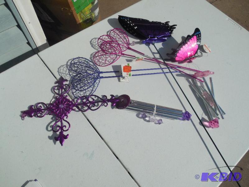 Assortment of lawn ordainments , chimes