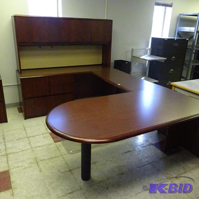 U Shaped Office Desk 4 Piece 4 Drawers Lock a...