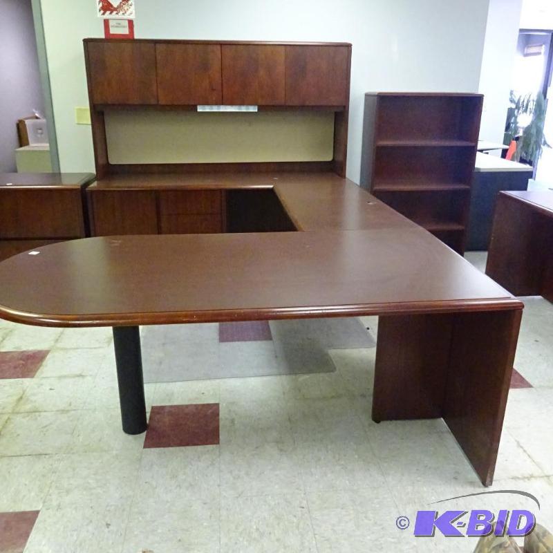U Shaped Office Desk 4 Piece 4 Drawers Lock a...