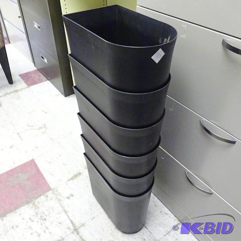 6 Plastic Office Garbage Cans...