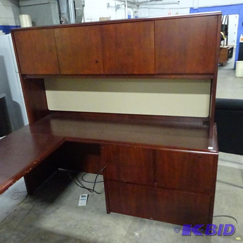 U Shaped Office Desk 4 Piece 4 Drawers Lock a...