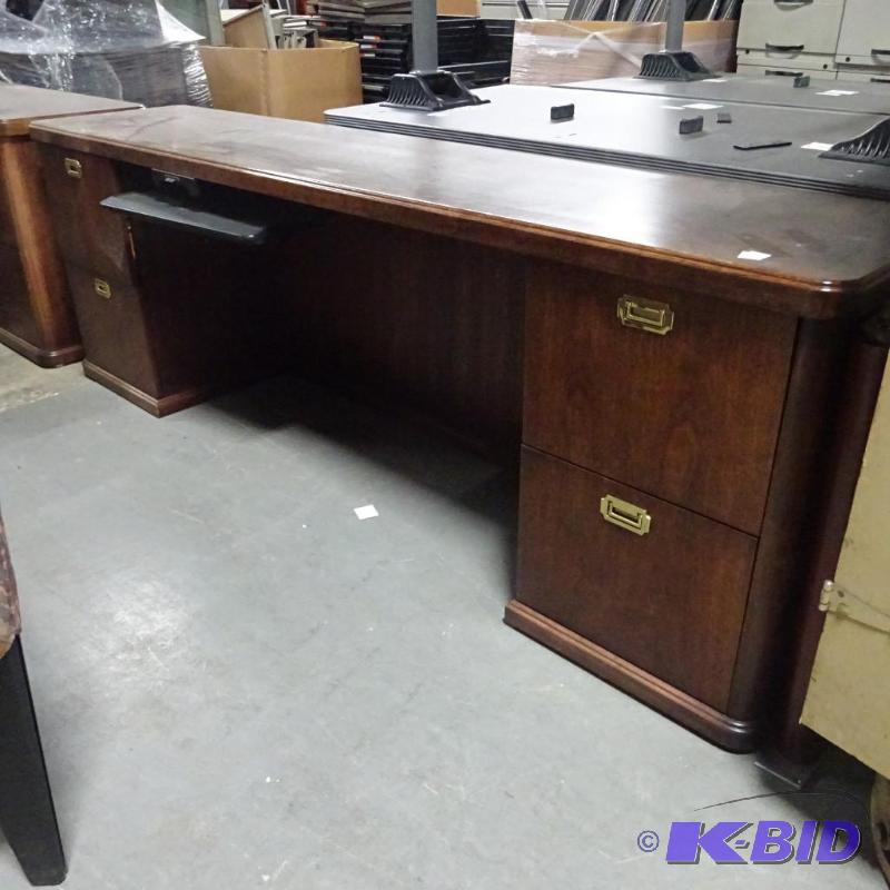 Wood DeskCredenza 4 File Drawers 88 X 20 X 3...