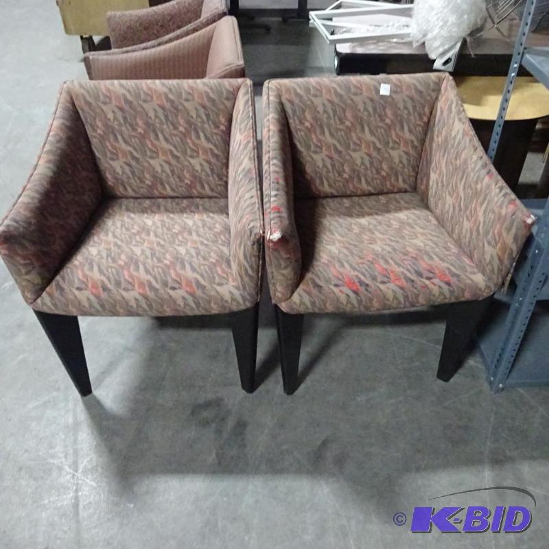 2 Matching Cushioned Wood Framed Side Chairs...