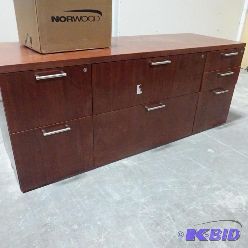 Wood Office Credenza 5 Drawer and 2 lateral D...