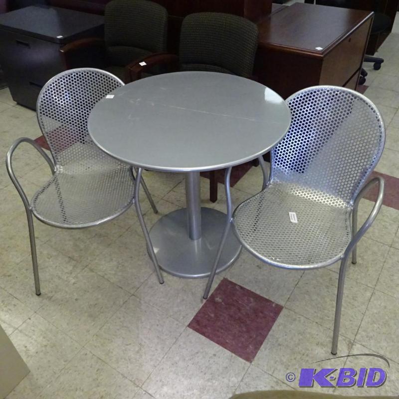 Metal Patio Table with 2 Chairs. 32&quot Tab...