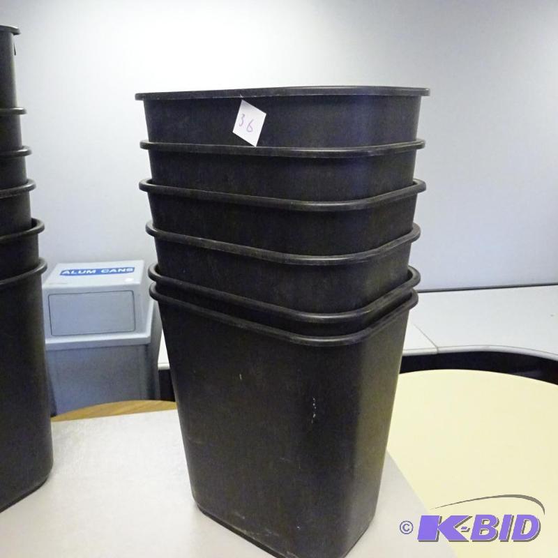 6 Plastic Office Waste Baskets...