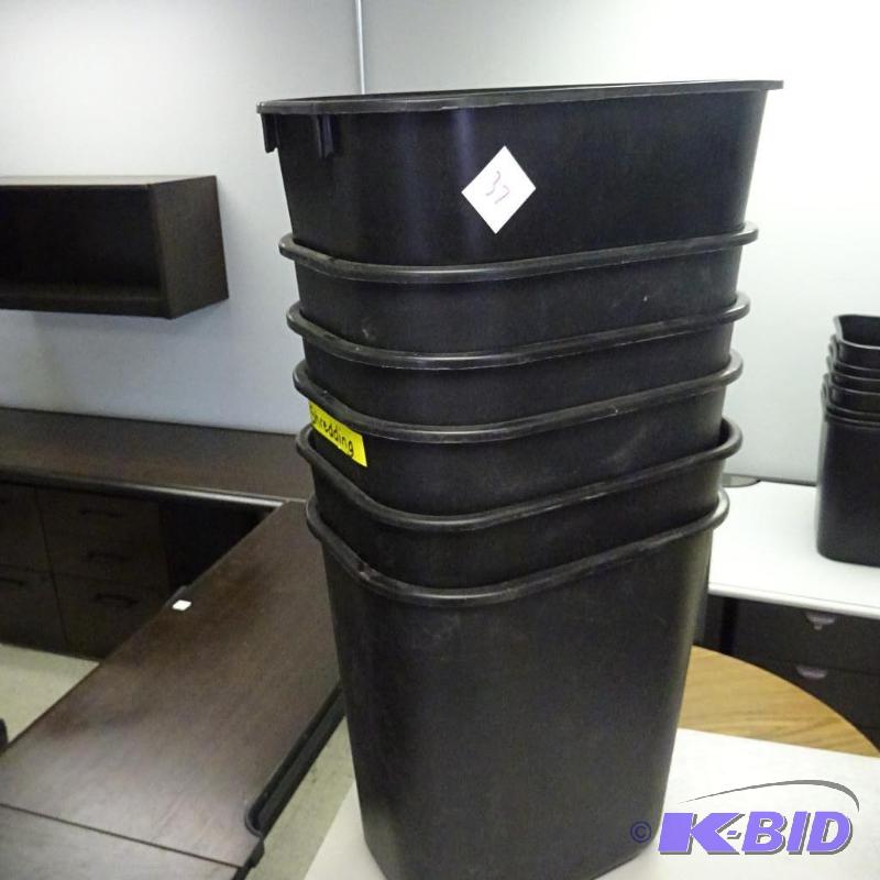 6 Plastic Office Waste Baskets...