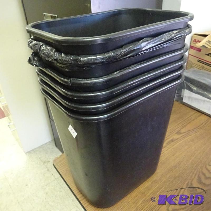 6 Plastic Office Garbage Cans...