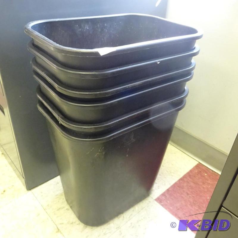 6 Plastic Office Waste Baskets...