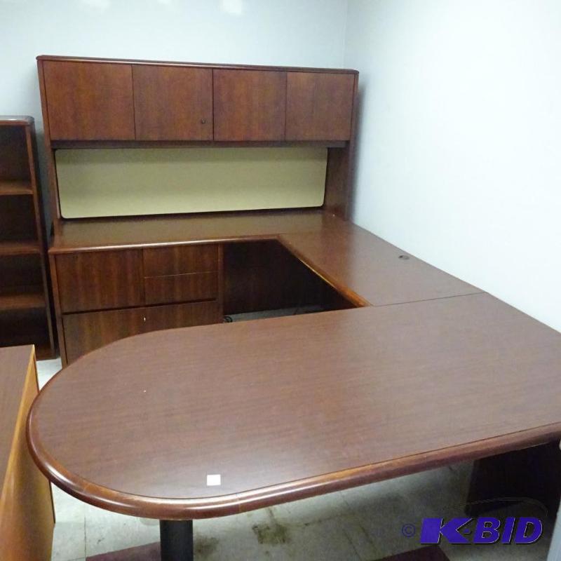 U Shaped Office Desk 4 Piece 4 Drawers Lock a...