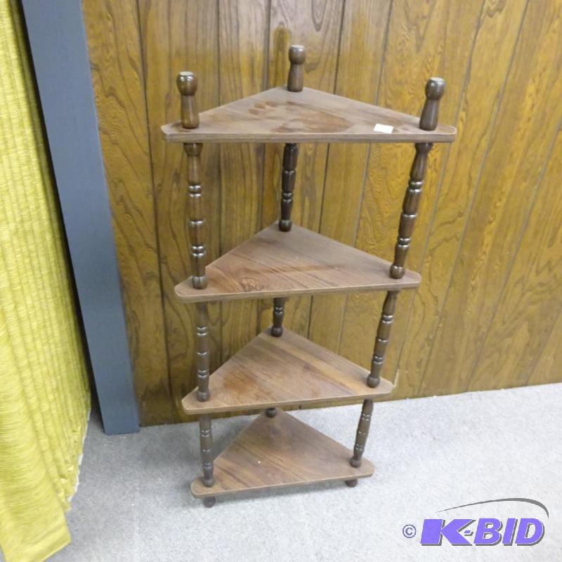 lot 139 image: Corner Shelf Wood 20 X 12 X 45...