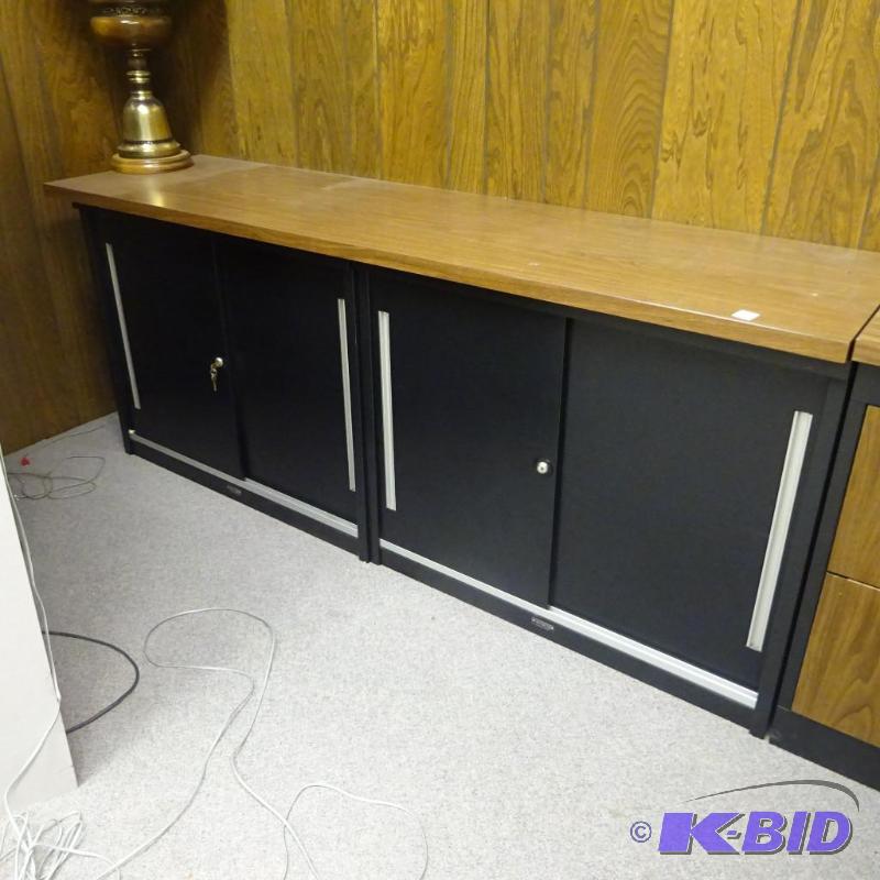 lot 141 image: Metal Book Case with Sliding Doors. Shelves a...