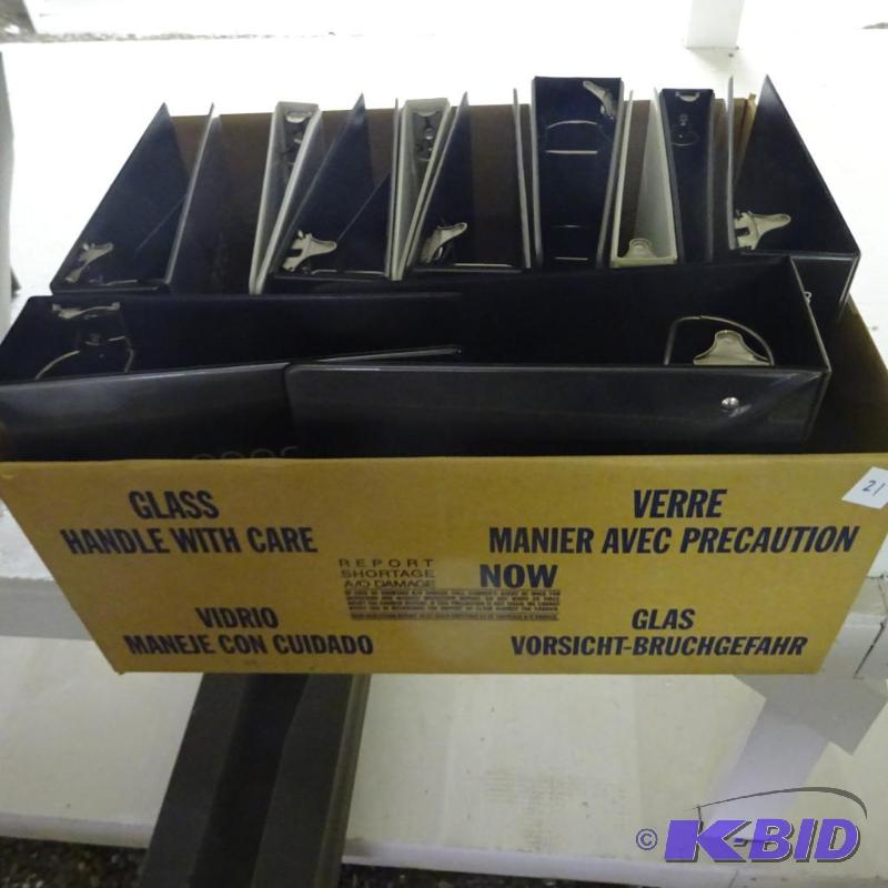 lot 21 image: Box of 3 Ring Binders...