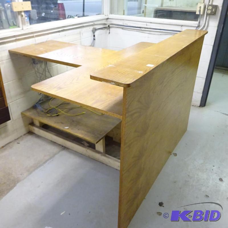 lot 210 image: Service Writers Desk Custom Made Plywood Cons...