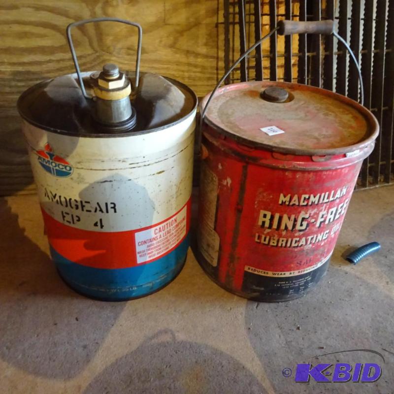 lot 220 image: 2 Vintage 5 gal. Oil Cans...