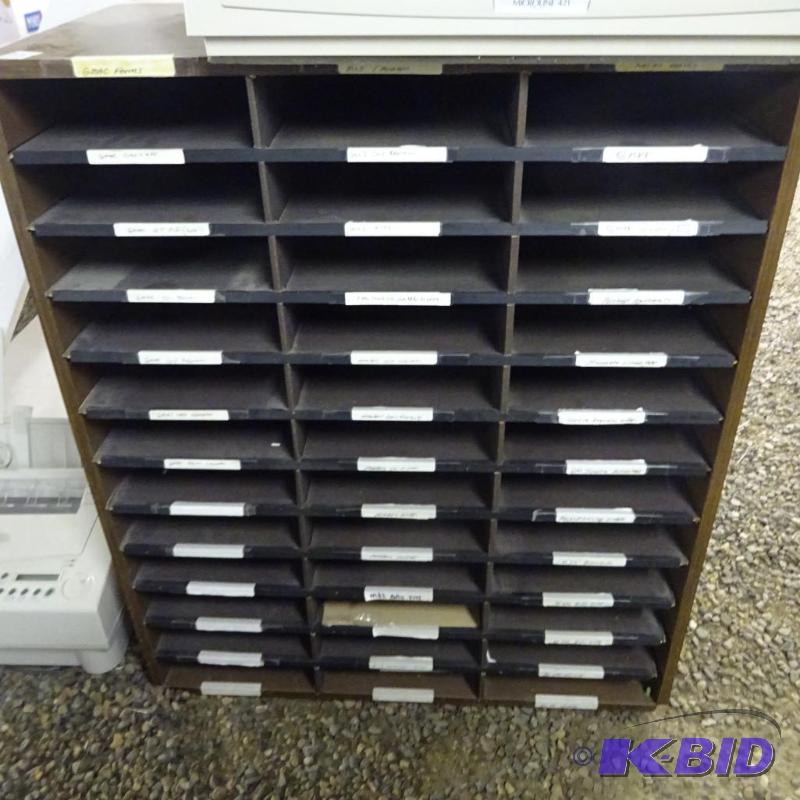 lot 25 image: Wood File Sorter 30 X 15 X 34 33 Slots No Con...