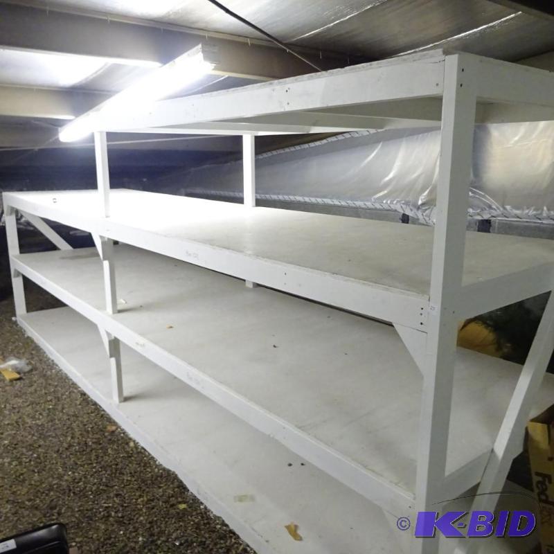 lot 27 image: Wood Shelving 196 X 48 X 77 Screwed Together ...