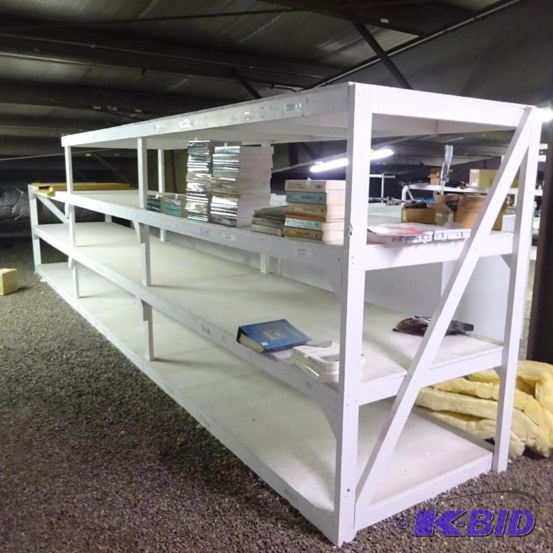 lot 38 image: Wood Shelving 292 X 48 X 77 Screwed Together ...
