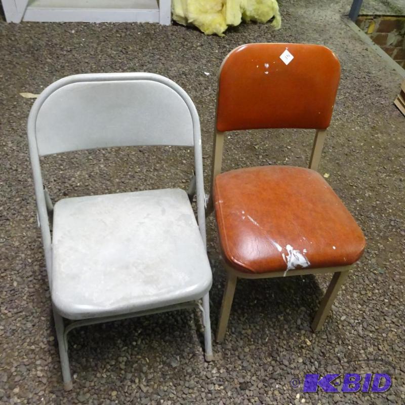 lot 41 image: Folding Metal Chair and Side Chair...