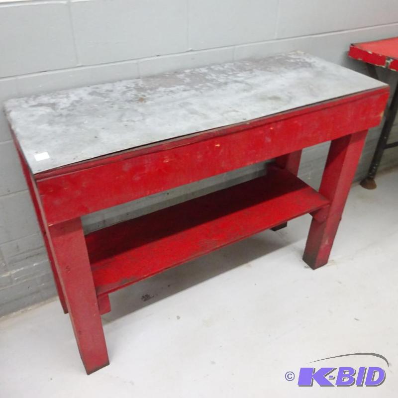 lot 72 image: Wood Work Bench Metal Top 49 X 20 X 37...