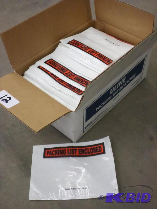 lot 12 image: Box Of ULINE Packing List Envelopes, Self-Adh...