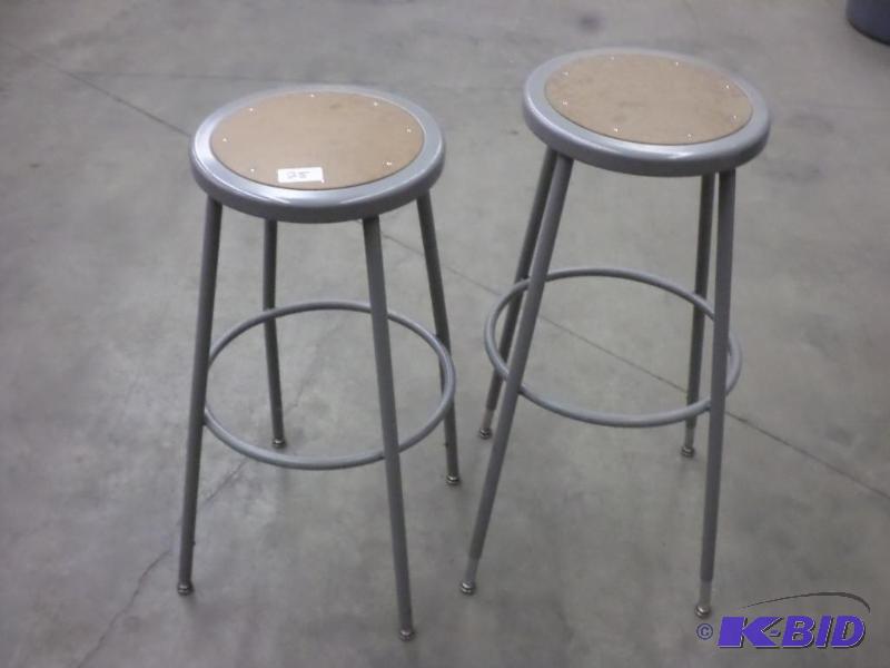 lot 25 image: (2) Steel Shop Stools...